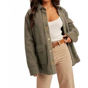 NEW HEM & THREAD carrie teddy jacket in green